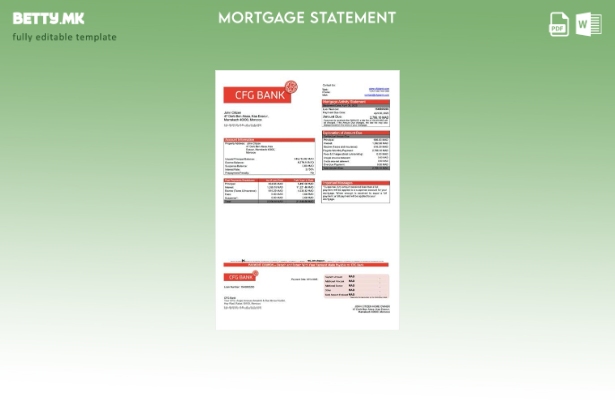 модерен стил Мароко CFG банка извод за хипотека Шаблон за Word и PDF